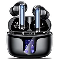 Wireless Earbuds Bluetooth 5.3 Headphones in Ear with 4 ENC Noise Cancelling Mic 2025 New Ear buds 42h Playtime HiFi Stereo Deep Bass Earphones IP6 Waterproof LED Display Bluetooth Earbuds USB-C White