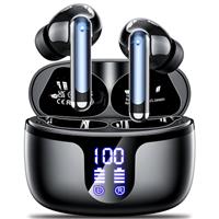Wireless Earbuds Bluetooth 5.3 Headphones in Ear with 4 ENC Noise Cancelling Mic 2025 New Ear buds 42h Playtime HiFi Stereo Deep Bass Earphones IP6 Waterproof LED Display Bluetooth Earbuds USB-C Black
