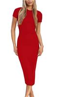 LACOZY Womens Summer Short Sleeve Midi Dress Sexy Fitted Bodycon Pencil Dresses Formal Cocktail Dresses Long Dress