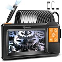 Ferdiiz Borescope Camera with Illuminator, 1080P HD Dual Lens Endoscope Inspection Camera, 4.3" IPS Screen Industrial Borescope, IP67 Pipe Endoscope, 8+1 LED, Plumbing Inspection Appliance Repair-5M