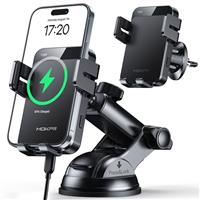 MOKPR Car Phone Holder Wireless Charger, 15W Wireless Car Charger Automatic Clamping for Air Vent/Dash/Windshield Compatible with iPhone 16/15/14/13/12&Samsung S24/S23/S22&LG V70/V60