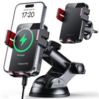 MOKPR Car Phone Holder Wireless Charger, 15W Wireless Car Charger Automatic Clamping for Air Vent/Dash/Windshield Compatible with iPhone 16/15/14/13/12&Samsung S24/S23/S22&LG V70/V60