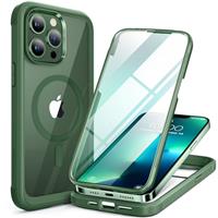 Miracase Magnetic Case for iPhone 14/15/16/16e Series Glass Case Compatible with MagSafe, [Built-in Glass Screen Protector] Full Body Case A005