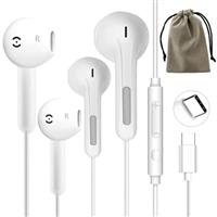 2 Pack USB C Headphones Wired Earphones USB C Earphones Type C Headphones In Ear Earbuds Wired with Mic &Volume Control for iPhone 15 Plus Samsung Galaxy S23 S22 S21 FE iPad Pro Huawei Google Pixel
