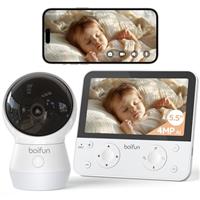 BOIFUN 5.5" AI 4MP Baby Monitor Pro Max: App (Wi-Fi) and Monitor (No Wi-Fi) Control, Upgrade AI Detection (Tummy Sleeping & Face Area), Colorful Night Light, 360 Camera, Motion & Sound Detection