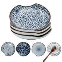 Spoon Rest for Kitchen, Ceramic Spoon Rest for Stove Top, Spoon Holder Set of 4 Kitchen Counter Coffee 4.8 Inches Heat Resistant Utensil Rest for Countertop, Tea Bag Holder Dish, Dishwasher Safe