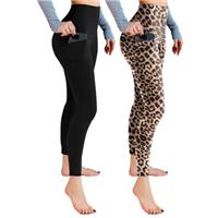 Leafigure 2 Pack Gym Leggings for Women High Waist Opaque Leggings with Pockets for Workout Sport Yoga Running