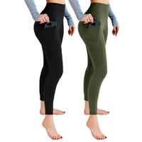 Leafigure 2 Pack Gym Leggings for Women High Waist Opaque Leggings with Pockets for Workout Sport Yoga Running