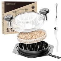 Cleangor Chicken Breast Shredder Tool Twist Large, BPA Free Meat Shredder with Ergonomic Handle, Non-Slip Food Shredder Tool for Pork, Beef Vegetables, Set of Chicken Shredder with Brush & Fork