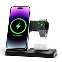 Wireless Charging Station for Apple Devices: 3 in 1 Foldable Charger Stand for iPhone 16e 16 15 14 13 12 11 Pro Max for Apple Watch Series 10 9 8 7 6 5 4 3 2 SE and Ultra for Airpods 4 3 2 Pro Bedside