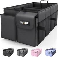 HOTOR Car Boot Oganiser - Large-Capacity Auto Trunk Organizer Collapsible Multi Compartments, Foldable Boot Storage for SUVs, Sturdy Car Accessories for Men Camping Tools