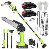Cordless Pole Saw 5.91Ft, 2 IN 1 High Branch Saw & Handheld Chainsaw 6 Inch Rechargeable 3 Sections 1.8M Electric Extension Pole Chainsaw 90Adjustable Head w 2 2.0 Ah Battery for Garden Tree Trimming