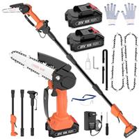 Cordless Pole Saw 5.91Ft, 2 IN 1 High Branch Saw & Handheld Chainsaw 6 Inch Rechargeable 3 Sections 1.8M Electric Extension Pole Chainsaw 90Adjustable Head w 2 2.0 Ah Battery for Garden Tree Trimming
