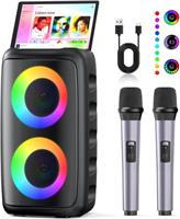 Ankuka Karaoke Machine 2 Microphones (Newest gen) | Bluetooth Speaker with Microphone | Supports TV/Smartphone/iPad/TWS/AUX/USB/FM | For Party, Home, Outdoors, Travel