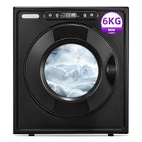 6KG Vented Tumble Dryer, FOHERE 1500W Compact Samrt Dryer, 6 Drying Mode, Double Temperature Control Protection, with Child Lock and Timer, for Apartment, Home, Dorm, RVs, Black