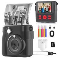 Instant Print Camera, Kids Camera Digital Camera 1080P HD Photo and Video Recording with 32G SD Card, 3 Rolls Photo Paper for Age 6-12 Boys and Girls Birthday Chirstmas Gifts