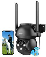 Xega 4G LTE Cellular Security Camera Outdoor,Plug-in No WiFi Security Camera 24/7 Recording, IP PTZ Auto-Tracking Human Detection Spotlight Siren, 2K HD Color Night Vision, TF/Cloud Storage IP66