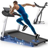 Kitopa 2025 Treadmills for Home, Sporty Digital Screen with 7HP, 12 MP/H, 18% Auto Incline, Heart Rate & APP & Bluetooth Speakers, Running Machine 160KG Capacity with Wide Belt for Home Office Gym