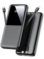 Power Bank Fast Charging 15000mAh, Portable Charger with Built-in Cables, USB-C Powerbank with LED Display & 4 Outputs, Battery Pack Compatible with iPhone 16 15 14 13 Android and more, Dark Gray