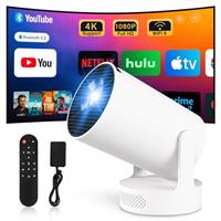 Mini Projector 2025 Upgraded WiFi 6 and BT 5.4 Support 4K 1080P Auto Keystone 180 Rotatable Projector for Bedroome Compatible with Laptop PC Smartphone (HY300pro+)