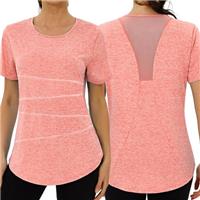 Terecey Gym Tops for Women, Gym Shirts Short Sleeve Lightweight Moisture Running Yoga Top Quick Dry Back Mesh Loose Fit Sports T-Shirt for Ladies S-3XL