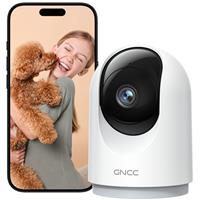 GNCC 2K/3MP Indoor Security Camera WiFi, CCTV Camera House Security, 360 Pet Dog Baby Monitor with Night Vision, Motion Detection, 2-Way Talk, Cloud/SD, Works with Alexa, 2.4G Only