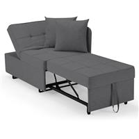 EROMMY 3-in-1 Chair Bed, Multi-Function Convertible Sleeper Chair Single Adult with 2 Extra Pillows and 5 Adjustable Backrest, Pull-Out Folding Sofa Bed for Living Room, Bedroom
