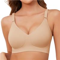 TOMEEK Bras for Women Non Wired Support Full Coverage Push up V Neck Seamless Wireless Bra Ladies Comfort Everyday Bras Zero Feel Bralettes with Pads