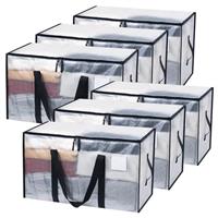 JOJOSEE Clear Clothes Storage Bags, 91L Heavy Duty Moving Bag, Transparent Large Wardrobe Organiser Packing Bags with Zips Lids for Duvet Toys