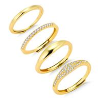 ALEXCRAFT 3/4 Pcs Silver Gold Filled Stacking Rings for Women Teen Statement Finger Ring Classic Cubic Zirconia Star Thin Gold Ring Set