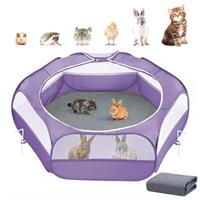 Pawaboo Small Animals Playpen, Waterproof Small Pet Cage Tent with Zippered Cover, Portable Outdoor Yard Fence with 3 Metal Rod for Kitten/Puppy/Guinea Pig/Rabbits/Hamster/Chinchillas