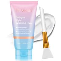 Collagen Night Wrapping Mask,Collagen Overnight Wrapping Peel Off Face Mask for Hydration & Elasticity, Reduce Sagging & Dullness, Tight Skin Mask-2.53 fl.oz (Brush Included)