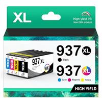 colorfly 937XL 937e (with Chip) Ink Cartridges Compatible with HP 937XL 937E 937 HP Officejet Pro 9110b 9120b 9130b 9720 9730 (4 Pack)