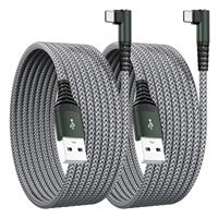 Quickeep USB A to USB C Cable 2M Car Carplay Cable for iPhone 15/16[2 Pack], 3.1A Right Angle USB C Fast Charger Nylon Braided for iPhone 16/15 Pro Max, 15 Plus, for iPad Pro 12.9/11, 10th Gen