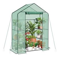 Sekey 4 Tier Mini Greenhouse Outdoor with Shelving, indoor greenhouse shelving- Stable Growing Environment & Superior Insulation, No Tool Assembly Steel Frame, Green