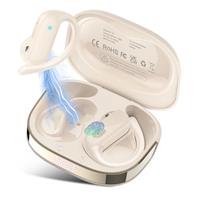 Open Ear Earbuds, Bluetooth 5.4 Wireless Earbuds with Ear Hooks, 32H HiFi Stereo Open Ear Headphones with Clear Calls, IPX7 Waterproof Lightweight Sport Earphones for Workouts, Running, Gym, Bee White