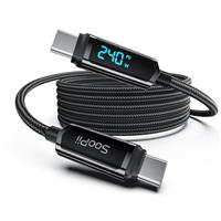 SOOPII USB C to USB C Cable, 240W USB C Cable,Nylon Braided Type C Fast Charging Cable with LED Display for lPhone 16/15 Pro Max, Galaxy S25/S24, MacBook Pro/Air, iPad, Laptop,Black
