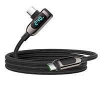 VisionSync 240W USB C to USB C Cable Right Angle Cable, Fits for 140W/100W Fast Charger, Nylon Braided Type-C Charging Cord with LED Display for iPhone 16/15 Galaxy S25Ultra S24 iPad MacBook