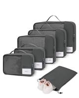 ECOHUB Packing Cubes for Suitcase, 6pcs Suitcase Organiser Bags with Tag, Recycled Travel Organiser Packing Bags for Backpack, Rip-stop Mesh Luggage Packing Organizers (Patent Pending)
