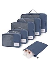 ECOHUB Packing Cubes for Suitcase, 6pcs Suitcase Organiser Bags with Tag, Recycled Travel Organiser Packing Bags for Backpack, Rip-stop Mesh Luggage Packing Organizers (Patent Pending)