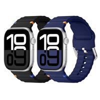 Joehwerr 2Pack Sport Straps Compatible with Apple Watch Ultra 2 Strap 49mm 46mm 45mm 44mm 42mm 41mm 40mm 38mm, guiding wavy pattern design combined with bold color for iWatch SE 10 9 8 7 6 5 4 3 2 1