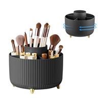 Lacusmall 360Rotating Makeup Organiser Make Up Brush Holder, Makeup Organiser Rotating with 5 Compartments for Dressing Table Bedroom Bathroom Office