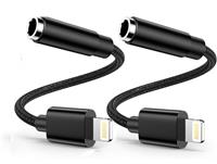 [Apple MFi Certified]2 Pack iPhone 3.5mm Headphone Adapter, Lightning to 3.5mm Earphone Jack Adapter Aux Audio Dongle Converter for iPhone 14/13/12/11/11 Pro/XR/X/XS/8/7/7Plus