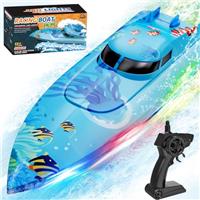 suangrc 918 RC Boat, Remote Control Boat for Adults, Water Boats with LED Light for Kids, RC Ship with Rechargeable Battery, Summer Toys for Pools and Lakes, Toy Gift for Adults Boys&Girls