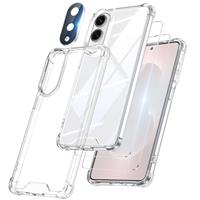FLLAO 4 in 1 Phone Case Compatible with iPhone 16 Case with 2 Screen Protector and 1 Camera Lens Protector, Slim Soft TPU Shockproof Anti-Scratch iPhone 16 Phone Case Silicone Clear