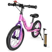 I BUY IT 14/16 inch Balance Bike for 3 4 5 6 Year Old Boys Girls, Adjustable Kids Balance Bike with Brake and Kickstand, No Padel Toddler Training Bicycle with Rubber Air Tyres, Footrest
