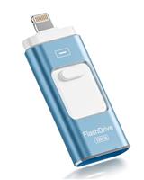 ROSPE MFi Certified USB Stick, 3-in-1 Flash Drive for iPhone/iPad/Android/PC, USB 3.0 High-Speed Thumb Drive Transfer Photos Videos