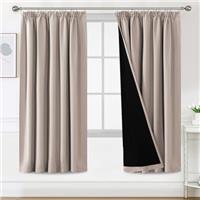 H.Versailtex 100% Blackout Curtains for Bedroom, Pencil Pleat Black Out Living Room Curtains Super Soft Thermal Insulated Curtain Pair Panel with Tiebacks