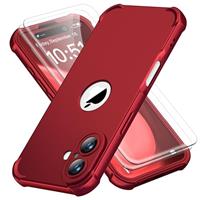 ORETECH for iPhone 12 Case, iPhone 12 Pro Case, with [2 x Tempered Glass Screen Protector] Heavy Duty Protection Silm Hard PC Silicone Rubber Bumper Cover