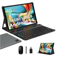 FLYCOAY Tablet 10 inch Android 14, Octa-Core, 36GB RAM+128GB ROM, 1TB Expand, 5G WiFi, INCELL FHD, Dual Camera/Bluetooth 5.0/Face ID,Tablet with Keyboard+Mouse+Case+Pen